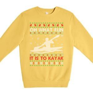 Oh What Fun It Is To Kayak Kayaking Ugly Christmas Gift Premium Crewneck Sweatshirt