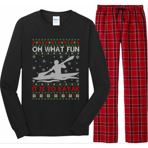 Oh What Fun It Is To Kayak Kayaking Ugly Christmas Gift Long Sleeve Pajama Set