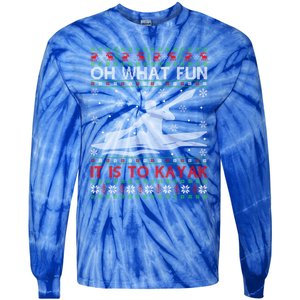 Oh What Fun It Is To Kayak Kayaking Ugly Christmas Gift Tie-Dye Long Sleeve Shirt