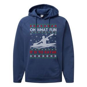 Oh What Fun It Is To Kayak Kayaking Ugly Christmas Gift Performance Fleece Hoodie