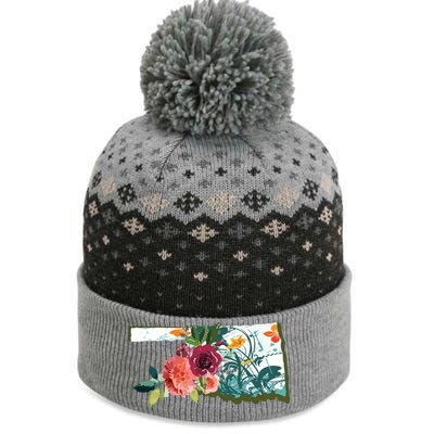 Oklahoma Watercolor Flower The Baniff Cuffed Pom Beanie