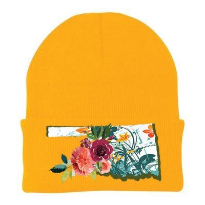 Oklahoma Watercolor Flower Knit Cap Winter Beanie