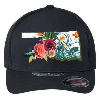 Oklahoma Watercolor Flower Flexfit Unipanel Trucker Cap