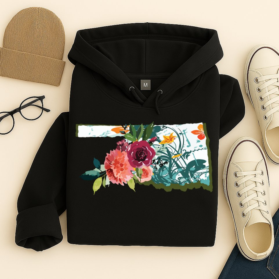 Oklahoma Watercolor Flower Hoodie