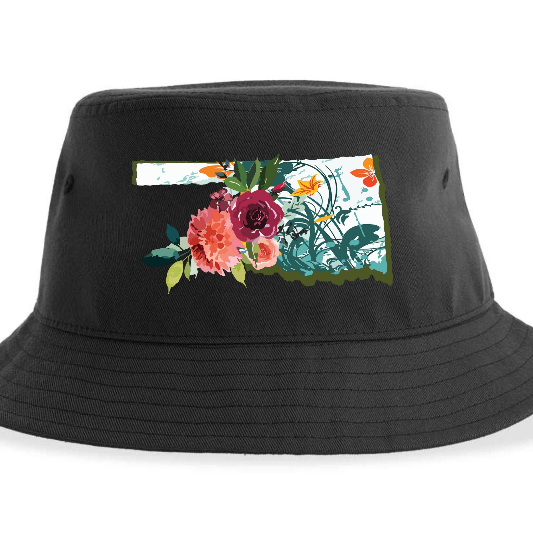Oklahoma Watercolor Flower Sustainable Bucket Hat