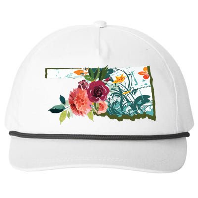 Oklahoma Watercolor Flower Snapback Five-Panel Rope Hat