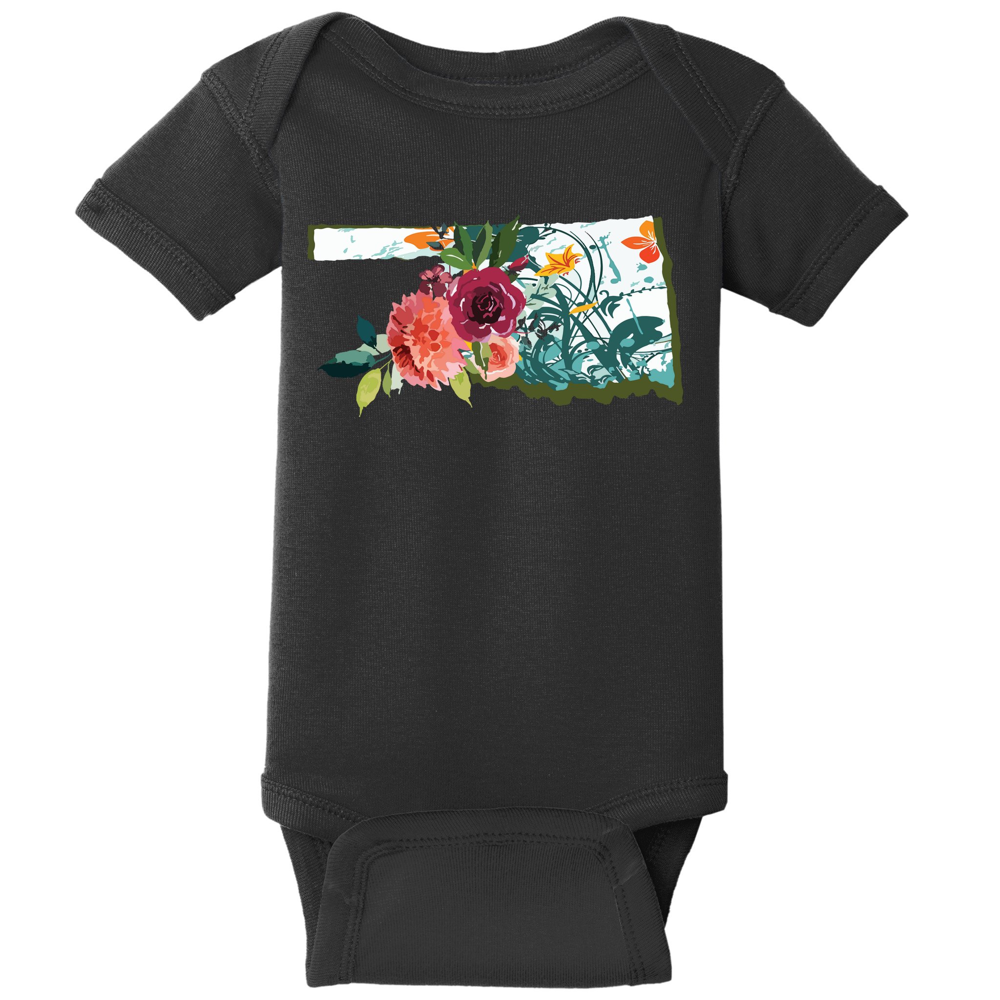 Oklahoma Watercolor Flower Baby Bodysuit