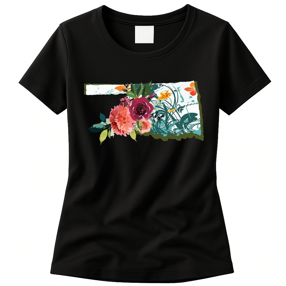 Oklahoma Watercolor Flower Womens T-Shirt