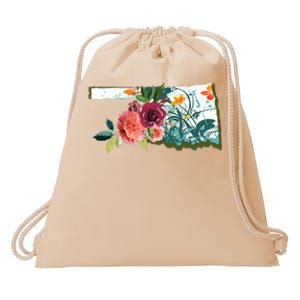 Oklahoma Watercolor Flower Drawstring Bag