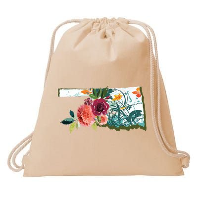 Oklahoma Watercolor Flower Drawstring Bag
