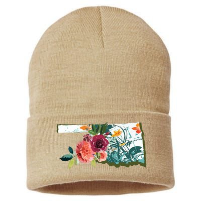 Oklahoma Watercolor Flower Sustainable Knit Beanie