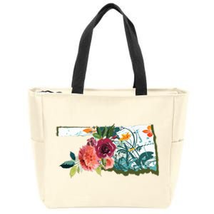 Oklahoma Watercolor Flower Zip Tote Bag