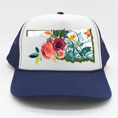 Oklahoma Watercolor Flower Trucker Hat