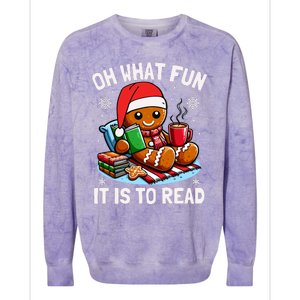 Oh What Fun It Is To Read Funny Christmas Gingerbread Book Lover Colorblast Crewneck Sweatshirt