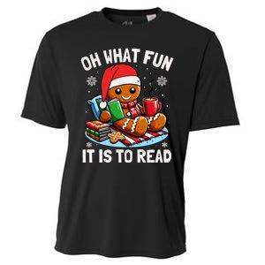 Oh What Fun It Is To Read Funny Christmas Gingerbread Book Lover Cooling Performance Crew T-Shirt