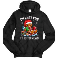 Oh What Fun It Is To Read Funny Christmas Gingerbread Book Lover Tie Dye Hoodie