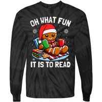 Oh What Fun It Is To Read Funny Christmas Gingerbread Book Lover Tie-Dye Long Sleeve Shirt