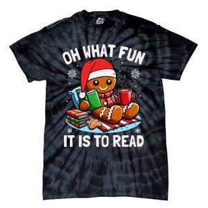 Oh What Fun It Is To Read Funny Christmas Gingerbread Book Lover Tie-Dye T-Shirt