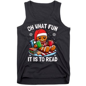 Oh What Fun It Is To Read Funny Christmas Gingerbread Book Lover Tank Top