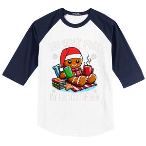 Oh What Fun It Is To Read Funny Christmas Gingerbread Book Lover Baseball Sleeve Shirt