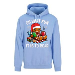 Oh What Fun It Is To Read Funny Christmas Gingerbread Book Lover Unisex Surf Hoodie