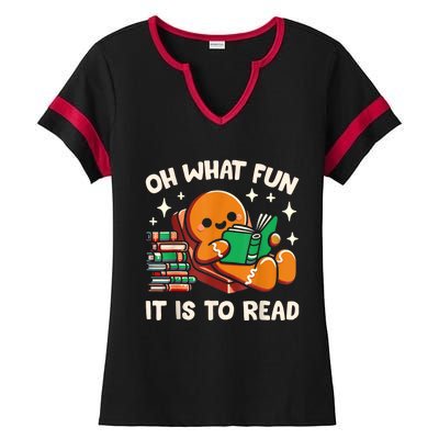 Oh What Fun It Is To Read Christmas Teacher Librarian Books Ladies Halftime Notch Neck Tee