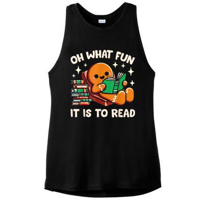 Oh What Fun It Is To Read Christmas Teacher Librarian Books Ladies PosiCharge Tri-Blend Wicking Tank