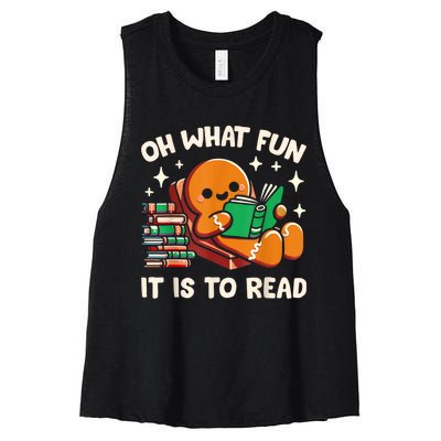 Oh What Fun It Is To Read Christmas Teacher Librarian Books Women's Racerback Cropped Tank