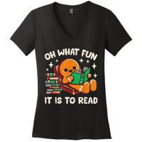 Oh What Fun It Is To Read Christmas Teacher Librarian Books Women's V-Neck T-Shirt