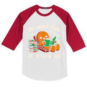 Oh What Fun It Is To Read Christmas Teacher Librarian Books Kids Colorblock Raglan Jersey