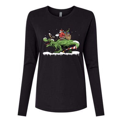 Oh What Fun It Is To Rawr Santa Claus Dinosaur Ride Gift Womens Cotton Relaxed Long Sleeve T-Shirt