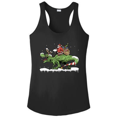 Oh What Fun It Is To Rawr Santa Claus Dinosaur Ride Gift Ladies PosiCharge Competitor Racerback Tank