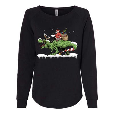 Oh What Fun It Is To Rawr Santa Claus Dinosaur Ride Gift Womens California Wash Sweatshirt