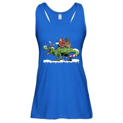 Oh What Fun It Is To Rawr Santa Claus Dinosaur Ride Gift Ladies Essential Flowy Tank