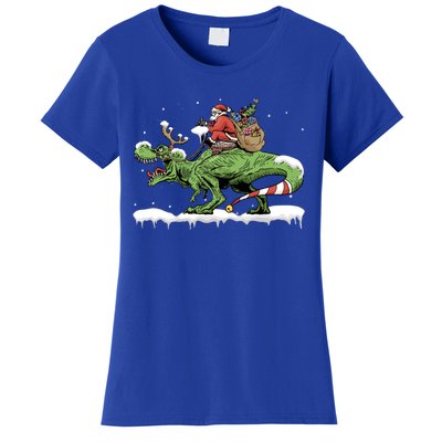 Oh What Fun It Is To Rawr Santa Claus Dinosaur Ride Gift Women's T-Shirt