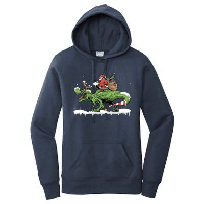 Oh What Fun It Is To Rawr Santa Claus Dinosaur Ride Gift Women's Pullover Hoodie