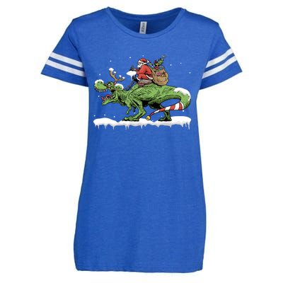 Oh What Fun It Is To Rawr Santa Claus Dinosaur Ride Gift Enza Ladies Jersey Football T-Shirt