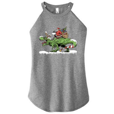 Oh What Fun It Is To Rawr Santa Claus Dinosaur Ride Gift Women's Perfect Tri Rocker Tank