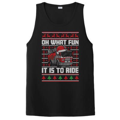 Oh What Fun It Is To Ride Fire Firefighter Ugly Christmas Gift PosiCharge Competitor Tank