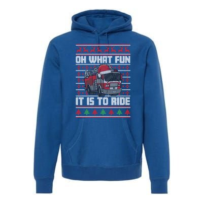 Oh What Fun It Is To Ride Fire Firefighter Ugly Christmas Gift Premium Hoodie