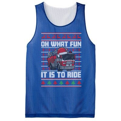 Oh What Fun It Is To Ride Fire Firefighter Ugly Christmas Gift Mesh Reversible Basketball Jersey Tank