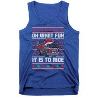 Oh What Fun It Is To Ride Fire Firefighter Ugly Christmas Gift Tank Top