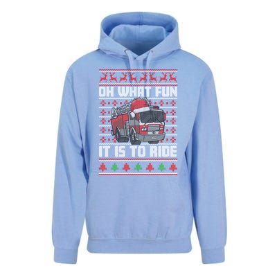 Oh What Fun It Is To Ride Fire Firefighter Ugly Christmas Gift Unisex Surf Hoodie