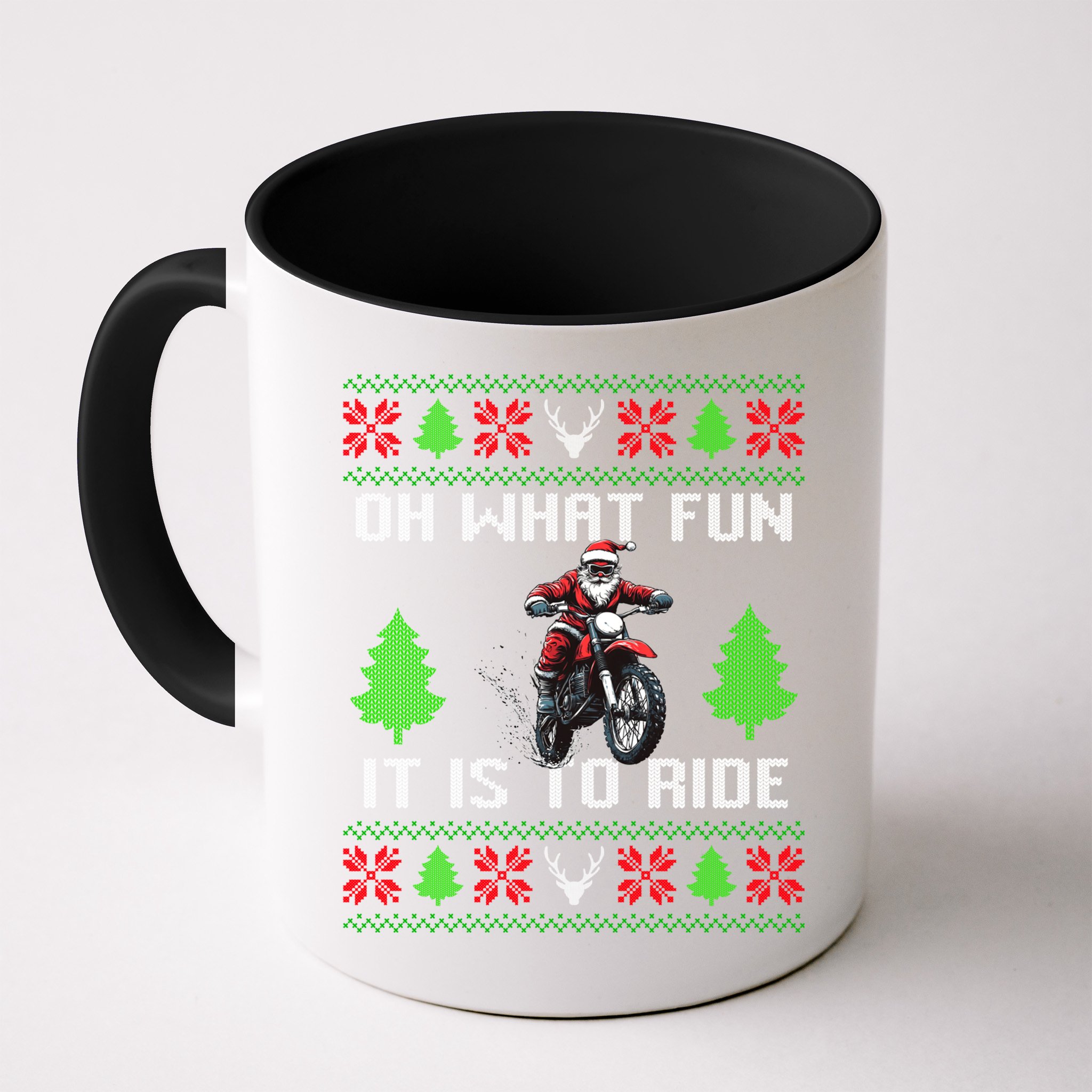 Oh What Fun It Is To Ride Motorcycle Santa Ugly Christmas Mug