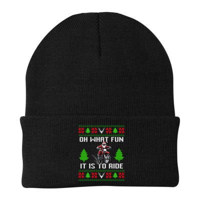 Oh What Fun It Is To Ride Motorcycle Santa Ugly Christmas Beanie