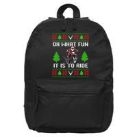 Oh What Fun It Is To Ride Motorcycle Santa Ugly Christmas 16 in Basic Backpack