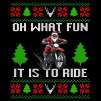 Oh What Fun It Is To Ride Motorcycle Santa Ugly Christmas 16 in Basic Backpack