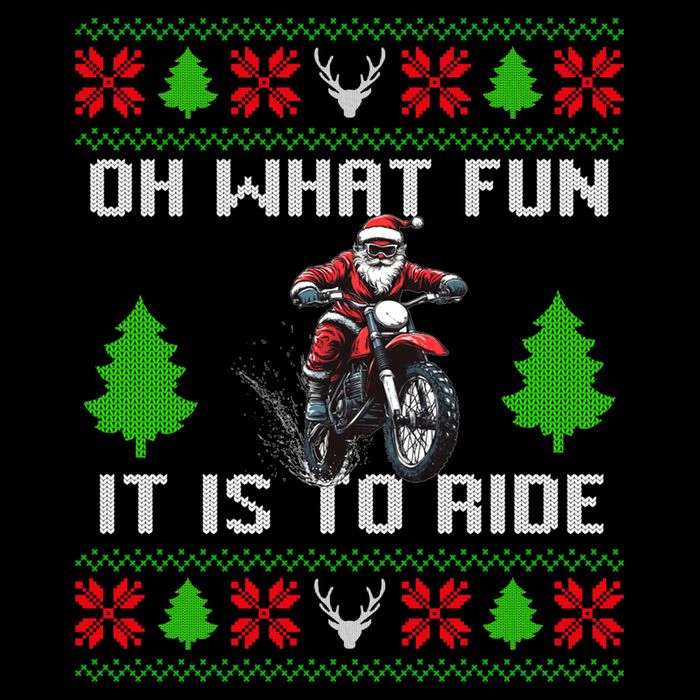 Oh What Fun It Is To Ride Motorcycle Santa Ugly Christmas 16 in Basic Backpack