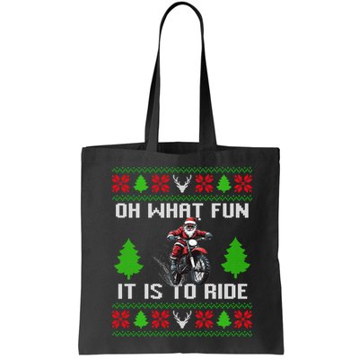 Oh What Fun It Is To Ride Motorcycle Santa Ugly Christmas Bag