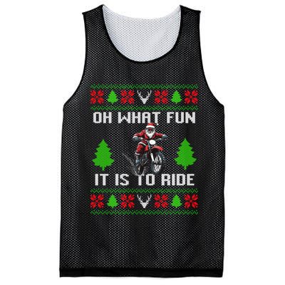 Oh What Fun It Is To Ride Motorcycle Santa Ugly Christmas Mesh Reversible Basketball Jersey Tank
